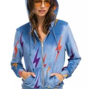 Aviator Nation Lightning Bolt Jacket Blue and Orange